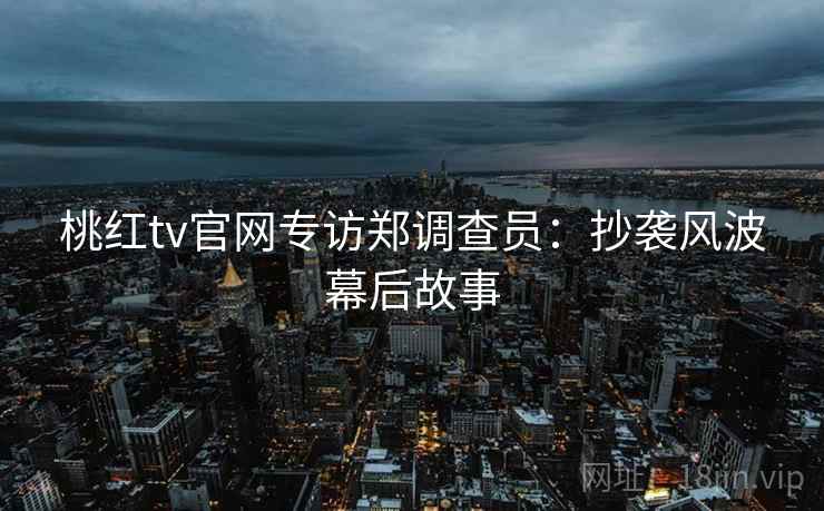 桃红tv官网专访郑调查员：抄袭风波幕后故事